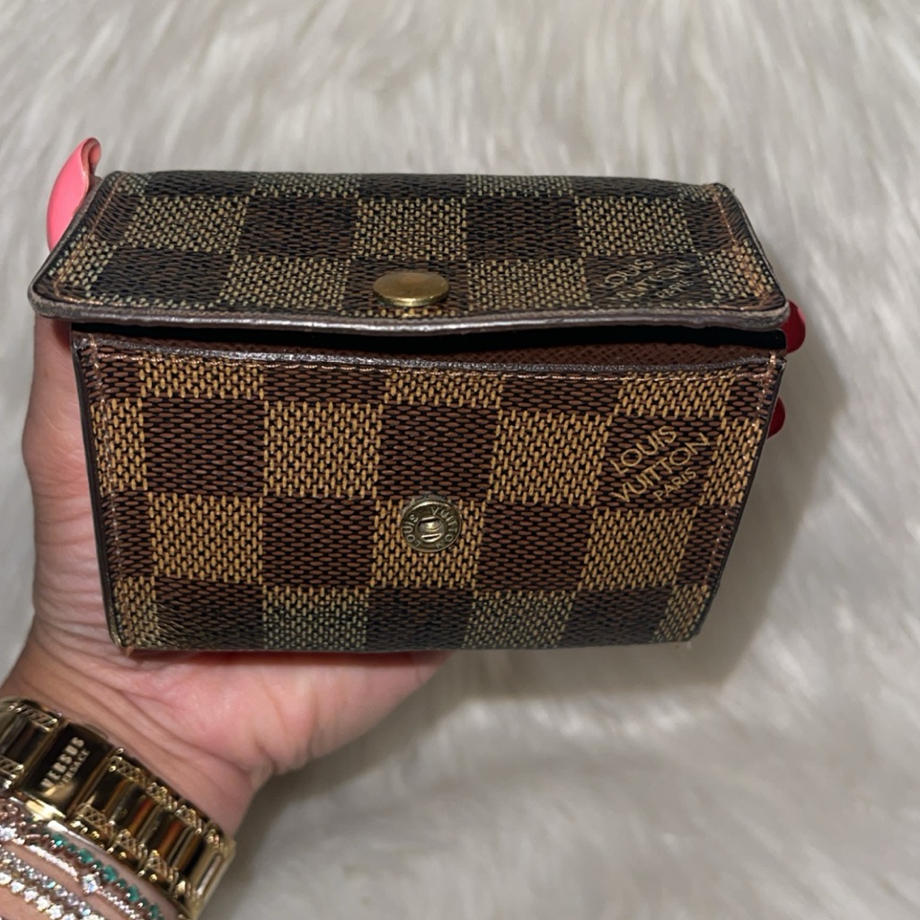 Authentic Louis Vuitton Damier Ebene Card Holder. Code: M1oo75. Plaid Louis Lv
